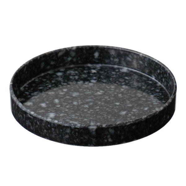 Marbled Melamine Circle Desk Tray black