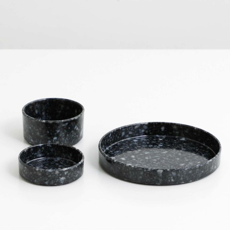 Marbled Melamine Stacking Tray M black