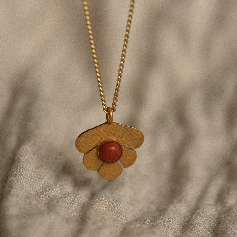 Roses & cherries gold necklace