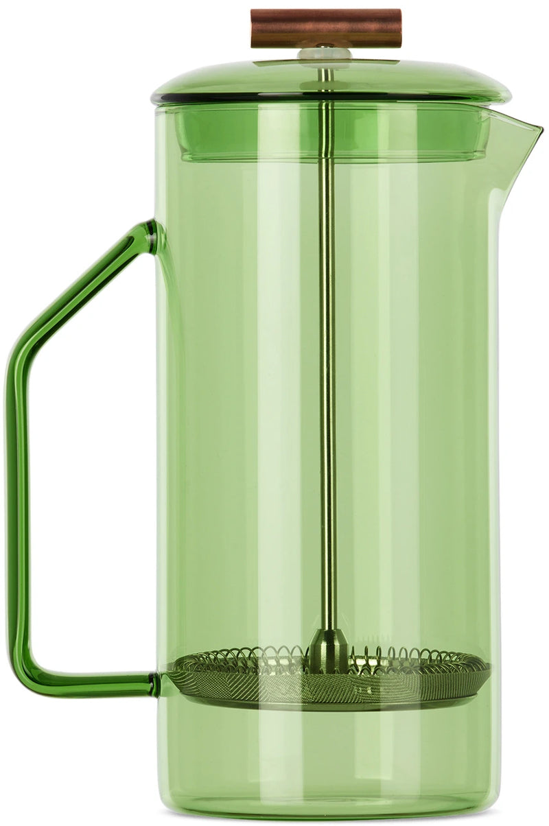 Glass French Press in verde.