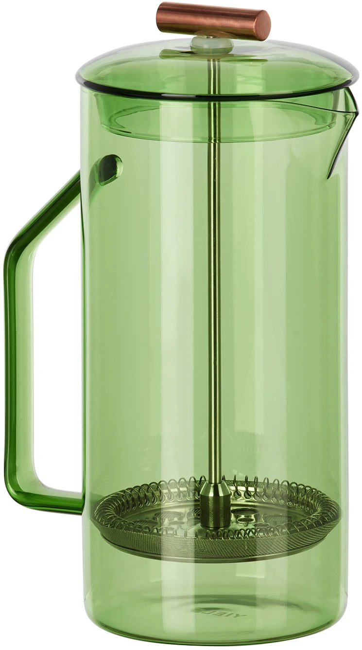 Glass French Press in verde.