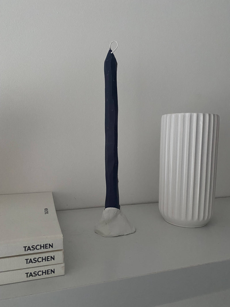 Hand carved charcoal tapered candle