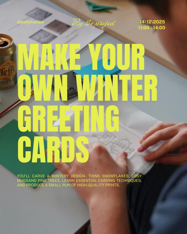 14 december. Little lino winter workshop, make Your Own greeting cards.