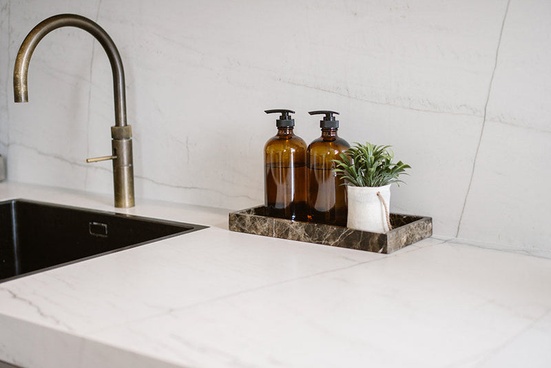 Marble tray 15x30cm, brown