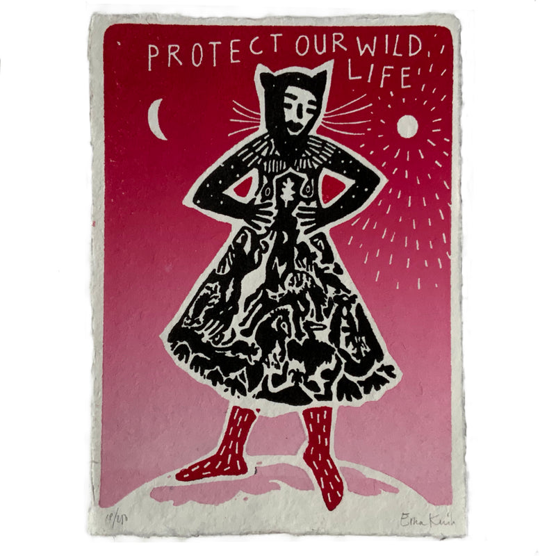 Protect our wild life | Linoprint.