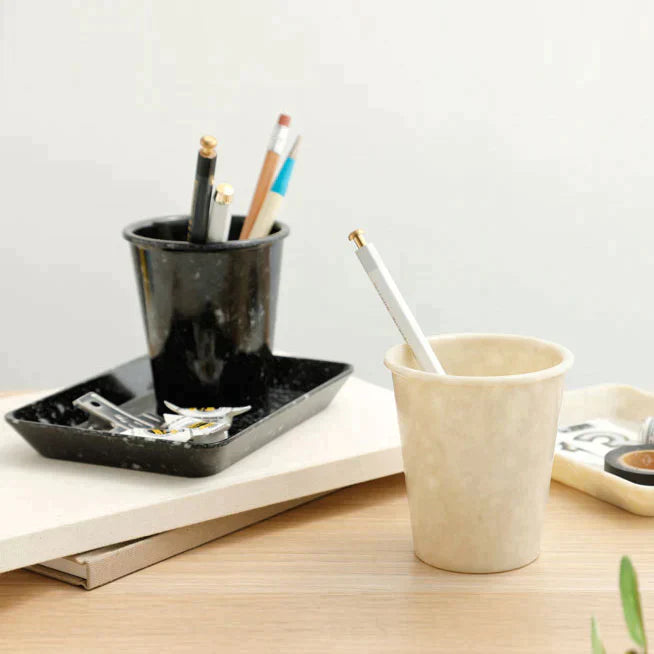 Marbled Melamine Pen cup black