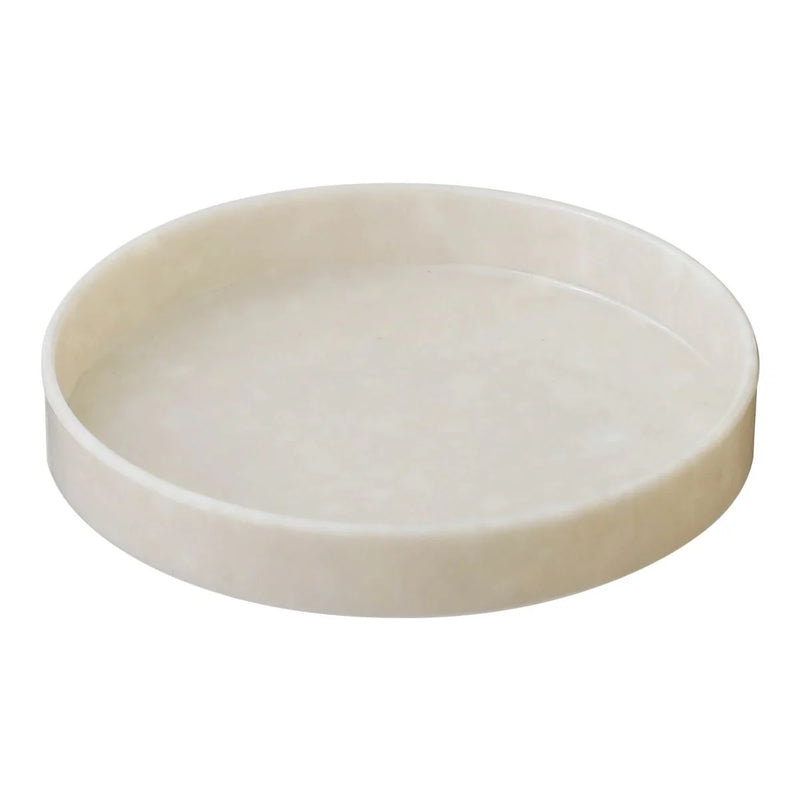 Marbled Melamine Circle Desk Tray ivory