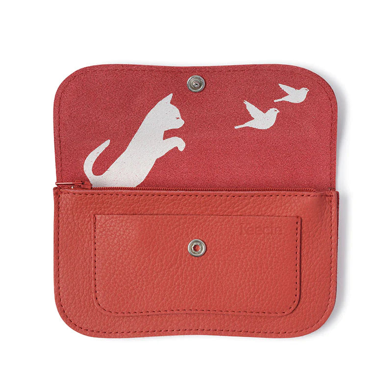 Cat chase wallet medium, Coral