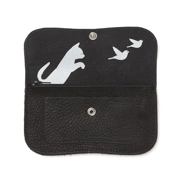 Cat chase wallet medium, black