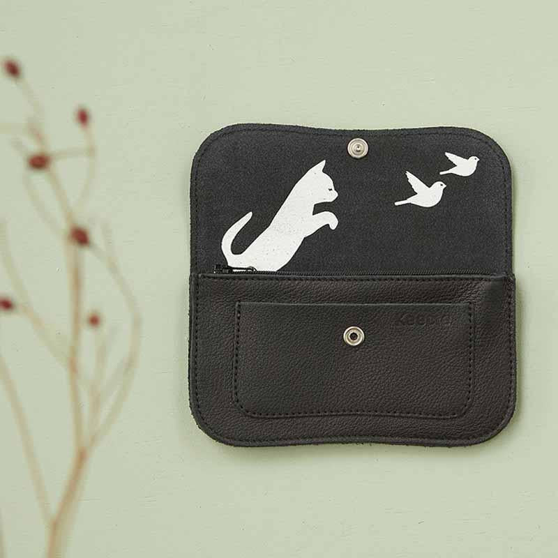 Cat chase wallet medium, black