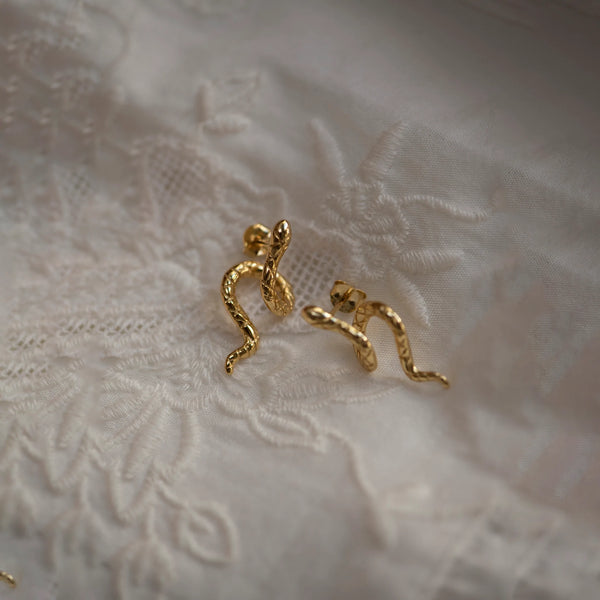 Snake gold earrings