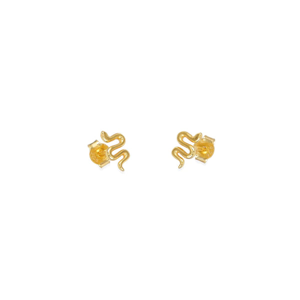 Snake stud gold earrings.