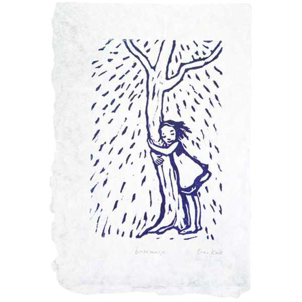 "Hugging tree girl", Linoprint