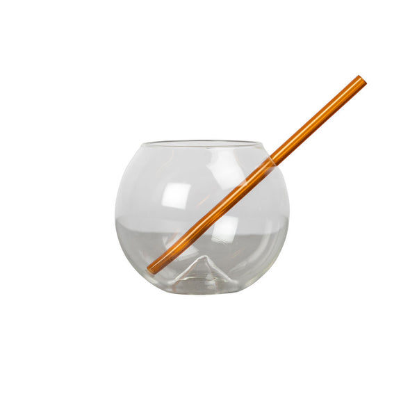 Glass With Amber Straw "Magaluf" (set of 2)