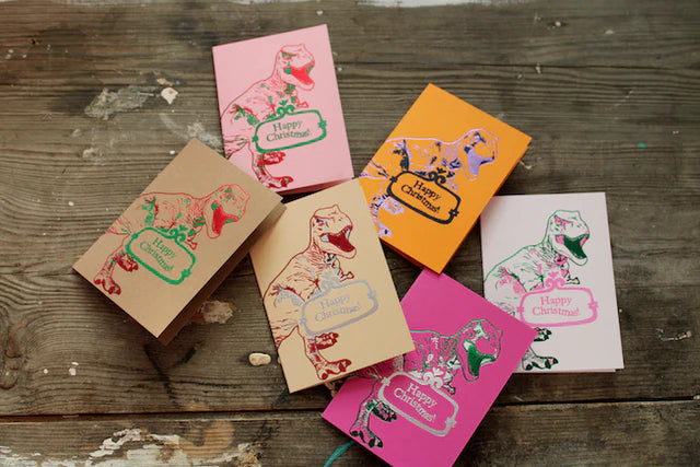 Happy Christmas T-Rex Mini Card