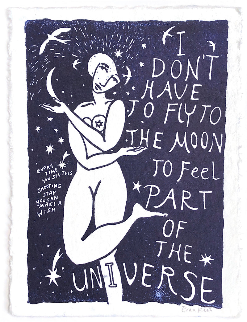 "Miss Universe" in blue | Linoprint