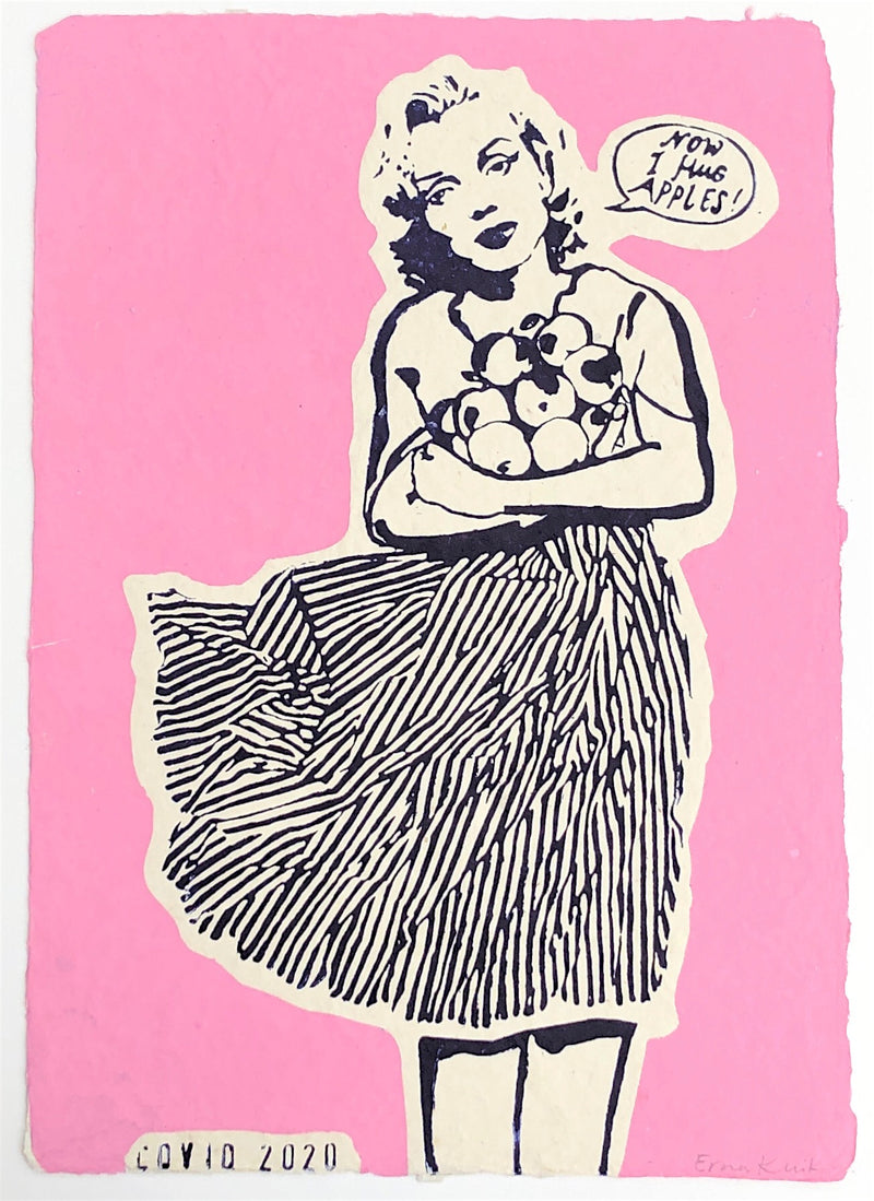 "Now I hug apples", Linoprint