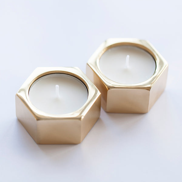 Brass Tealight Holder : Burning Mates