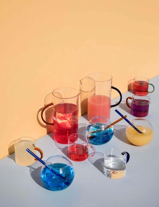 Glass With Amber Straw "Magaluf" (set of 2)