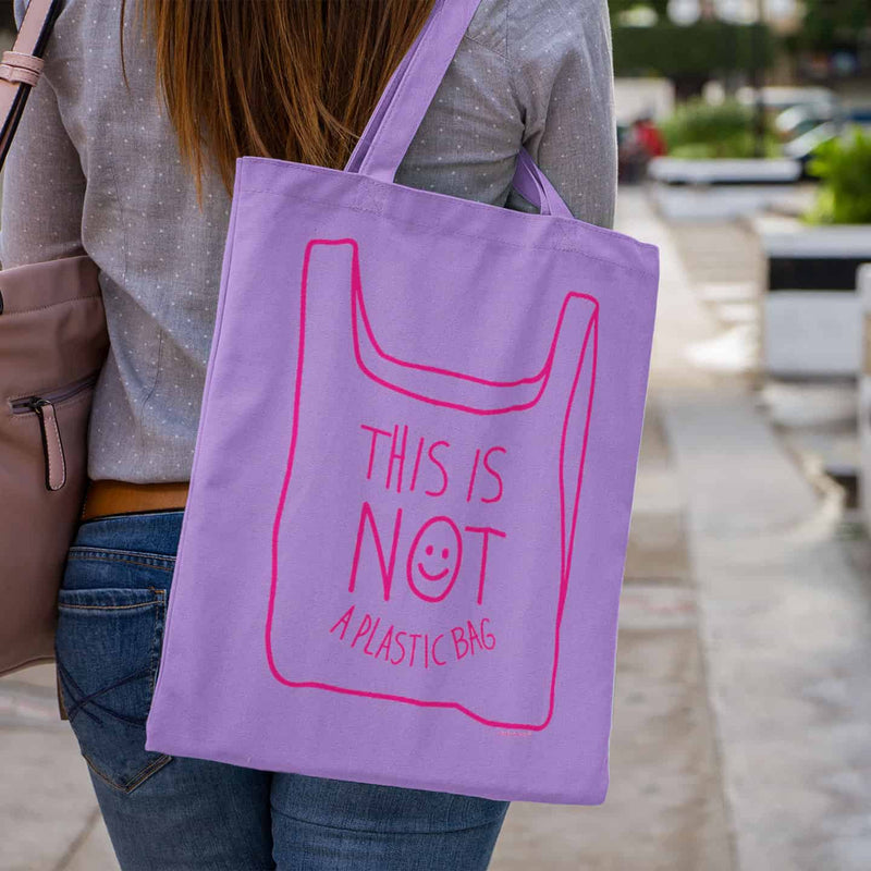 This is not a plastic bag - lila tote bag
