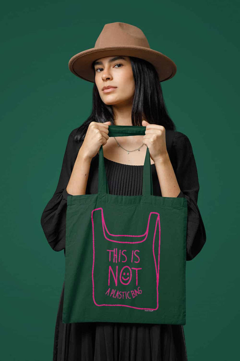 This is not a plastic bag - green tote bag