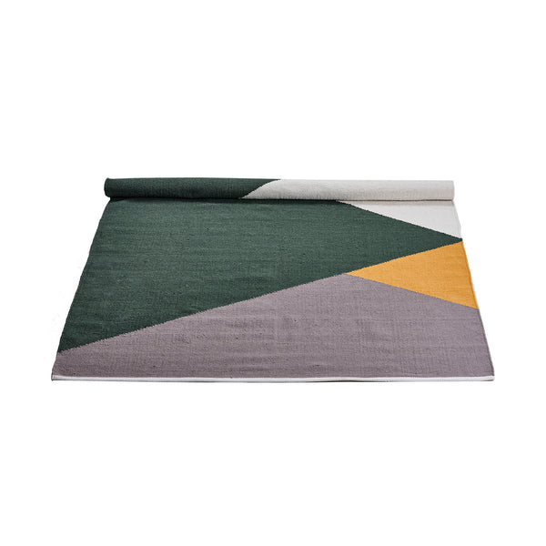 Wool Rug | Green, Amber and Grey
