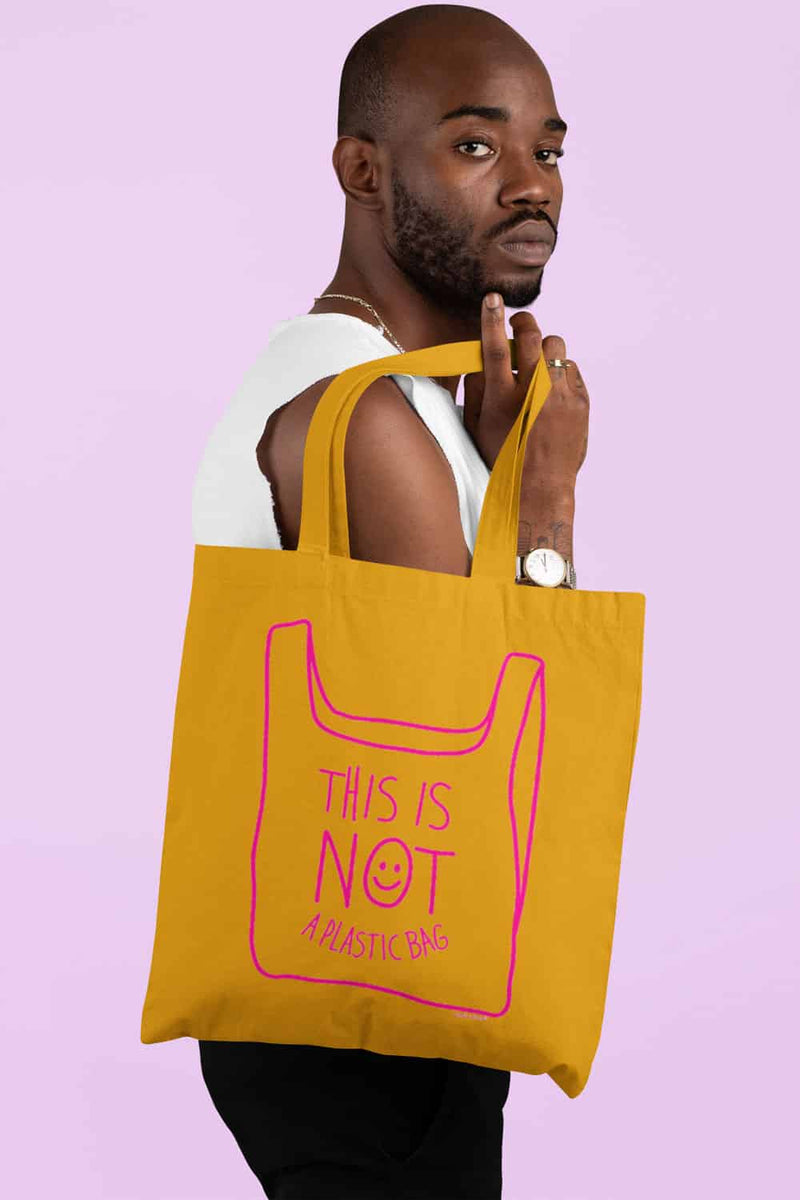 This is not a plastic bag - mustard tote bag