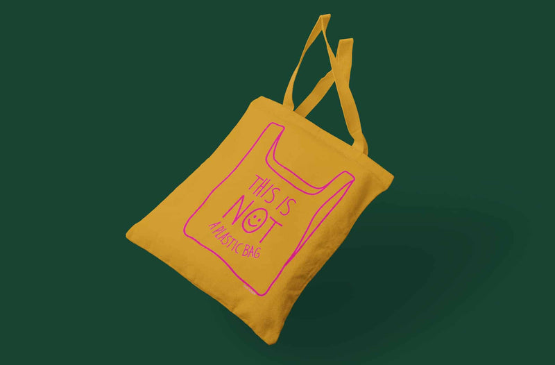 This is not a plastic bag - mustard tote bag
