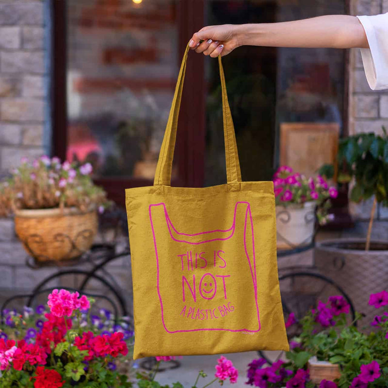 This is not a plastic bag - mustard tote bag