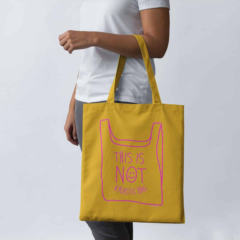 This is not a plastic bag - mustard tote bag