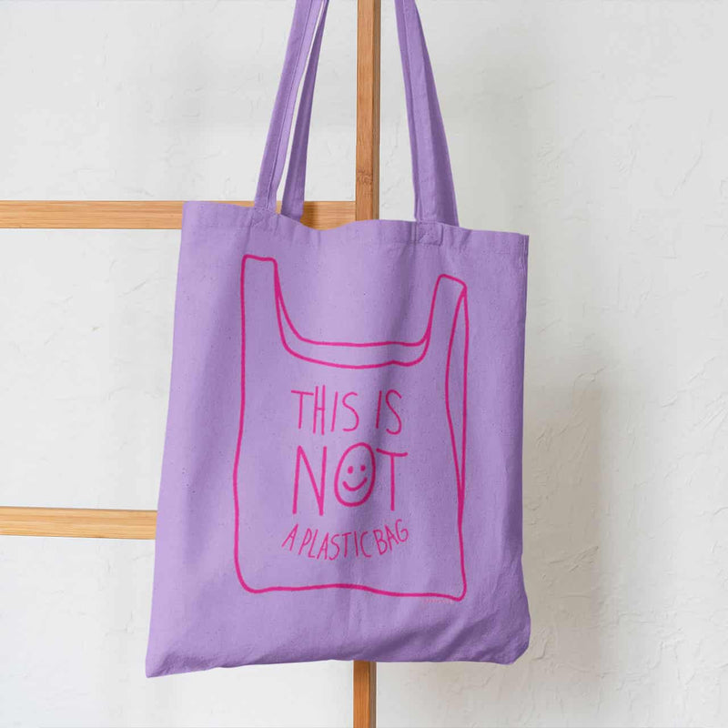 This is not a plastic bag - lila tote bag
