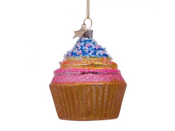 Rainbow cupcake ornament